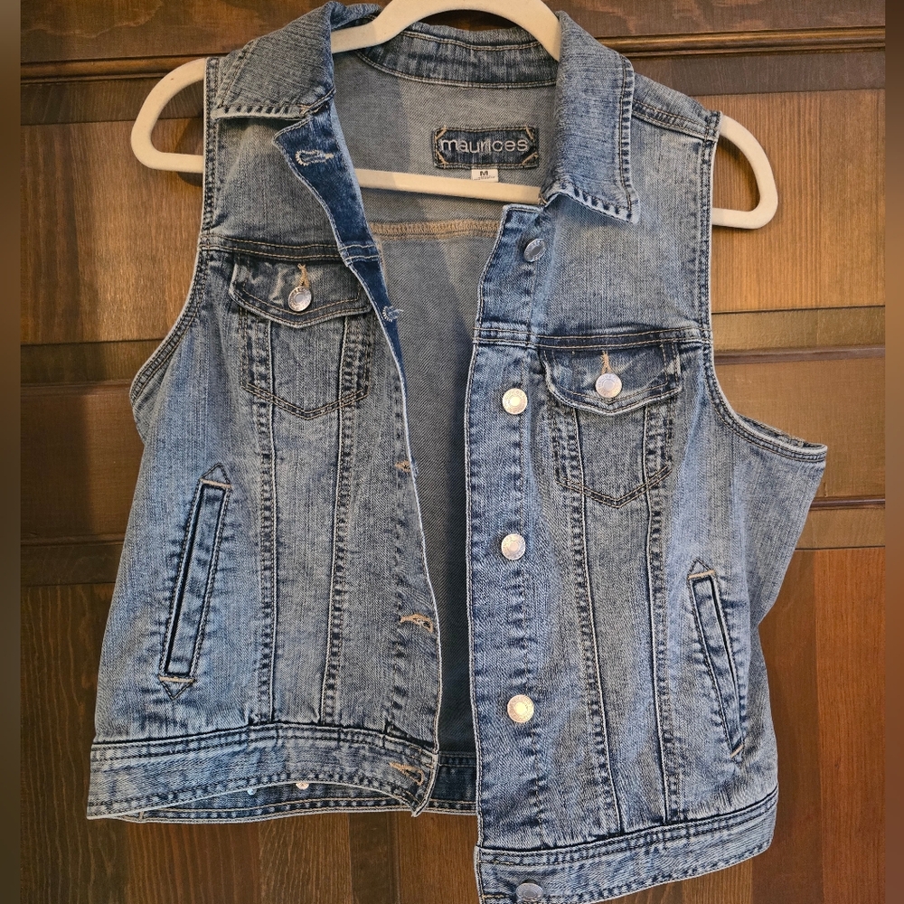Maurices Blue Denim Vest with Classic Styling